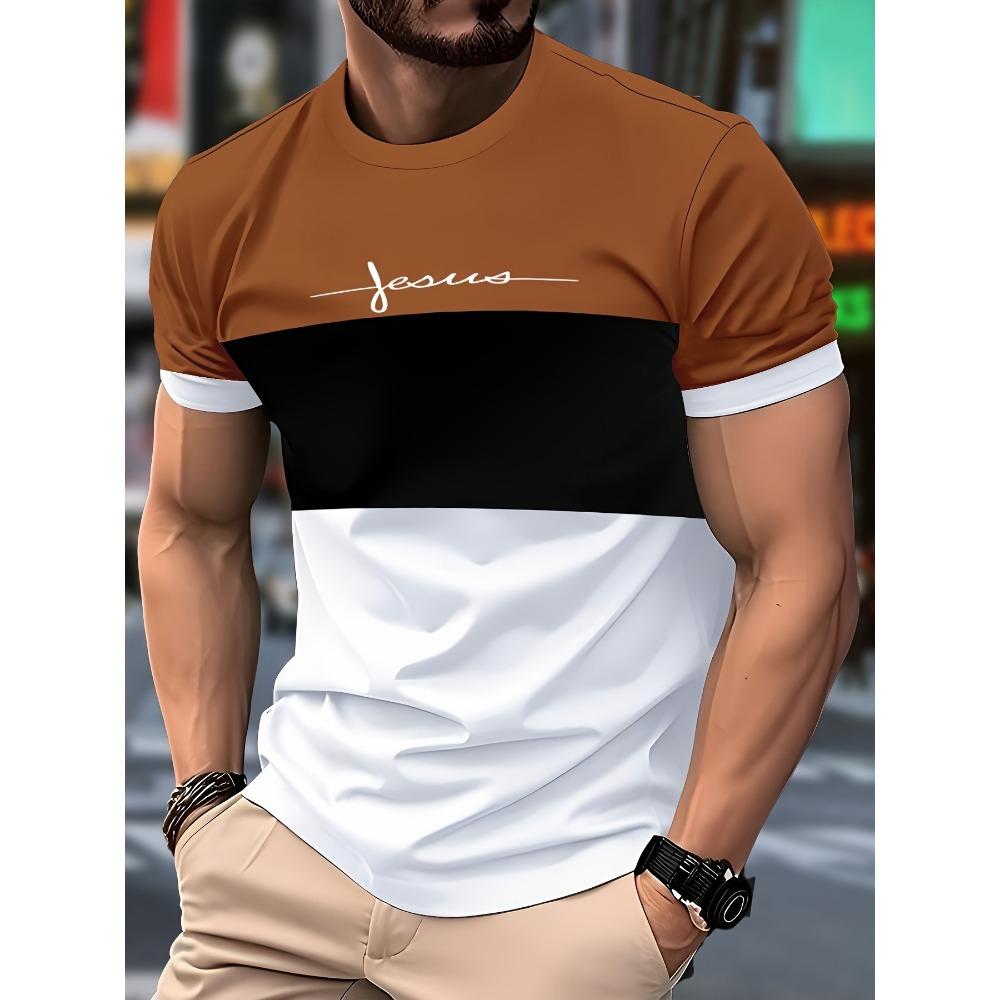 Fashionable casual round neck sports men's T-shirt