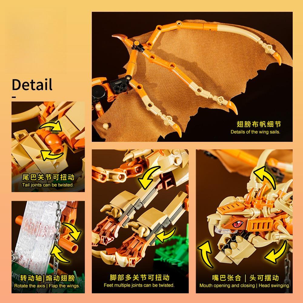 Mountain Dragon Model Mecha Toy Building Blocks Collectible  Educational Playset For Children'S Creative Gifts