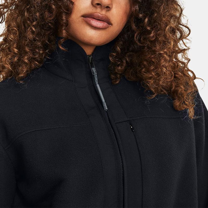 Under Armour Microfleece Maxx Solid Color Full Zip Fleece Jacket Women Jacket Black 1379919-001