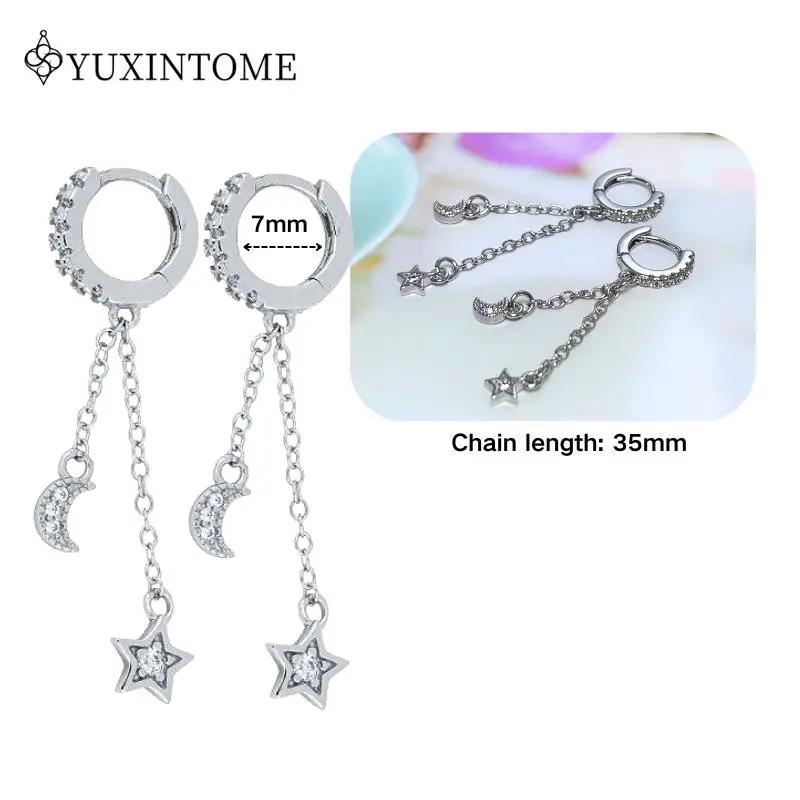 925 Silver Ear Needle Crystal White Zircon Silver Series Tassel Drop Earrings Luxury Fashion Party Jewelry Accessories
