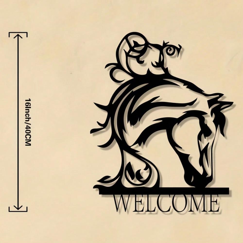 Wrought Iron Horse Welcome Statue Metal Wall Art for Living Room Entrance разноцветный