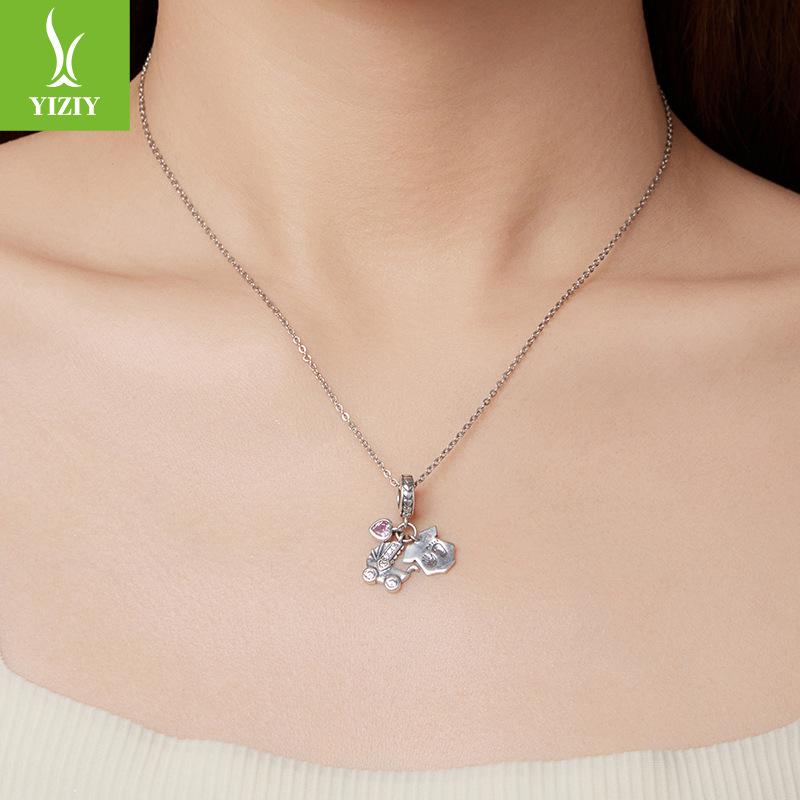 Cute Stroller Baby Three-In-One Pendant Accessories S925 Sterling Silver Love Diy Beads
