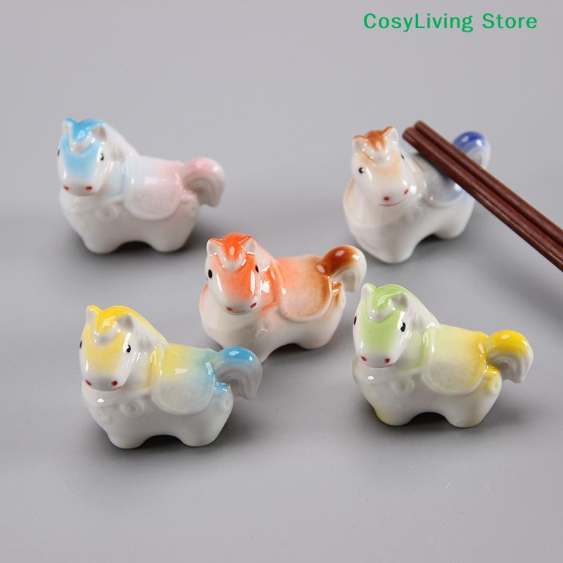 Cartoon Ceramic Zodiac Horse Chopsticks Pillow Chinese Chopstick Rest Chopsticks Holder Spoon Holder Home Decoration