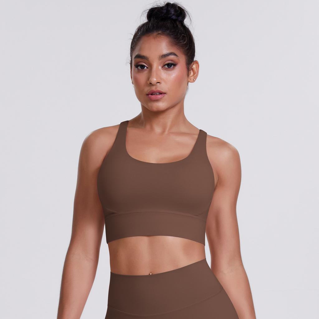 Cloud Feeling Brushed Cross Back Sports Bra, Casual Running, Shockproof Fitness Vest, Yoga Clothes For Women