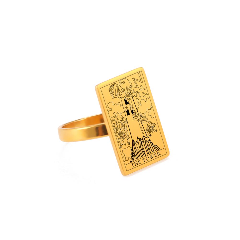 Dreamtimes Tarot Cards Rings for Women Men Stainless Steel Esotericism Divination Magic Ring Band Major Arcana Amulet Jewelry