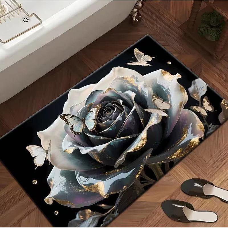 3D Rose Flower Quick-Dry Anti-Slip Bathroom Mat