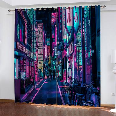 3D City Architecture Landscape Blackout Curtains For Elegant Houses Rooms 2 Pieces Curtain For Living Room Bedroom Decor Hook