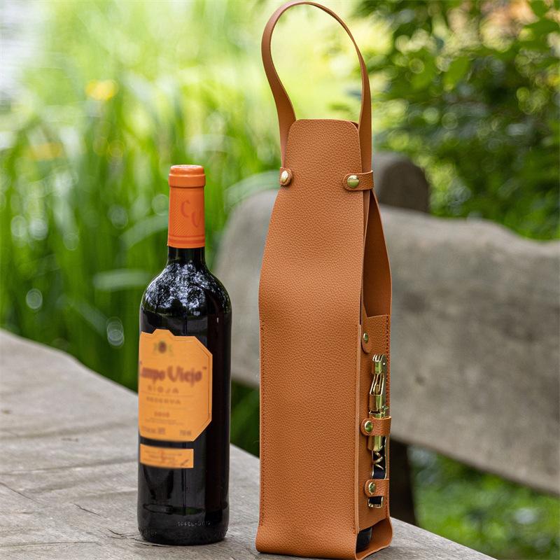 Wine Gift Bag, Reusable Leather Wine Tote Carrier, Double Layer Champagne Beer Gift Bags Carrier, for Birthday Bridal Showers