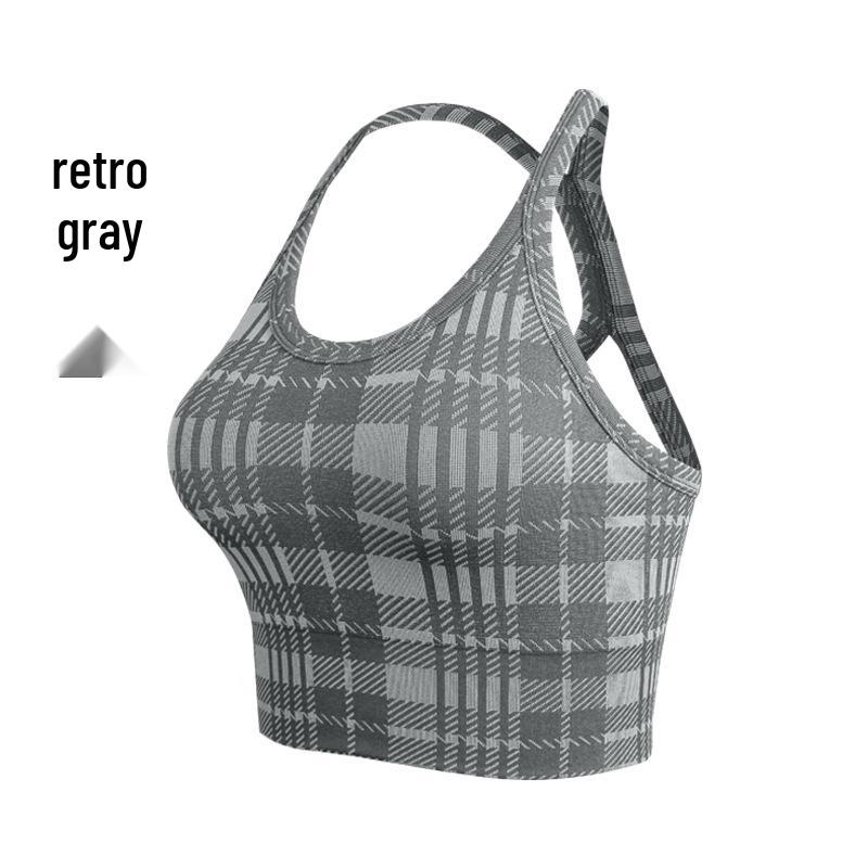 

Женский спортивный бюстгальтер и жилет для йоги в стиле ретро, с цветными блоками и клетчатым узором Small