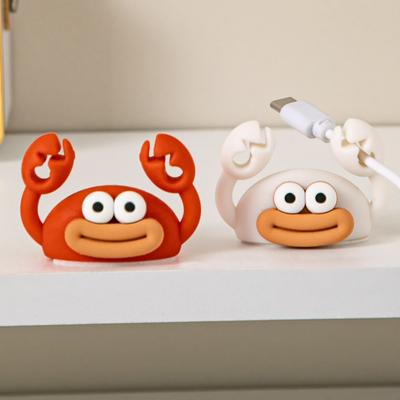 Silicone Self Adhesive Cartoon Crab Cable Clip Wire Holder Organizer for Desktop Data Cord Management Creative Stand Wire Puller