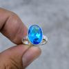 Blue Topaz Gemstone Handmade 925 Sterling Silver Jewelry Ring Size 10 M-266