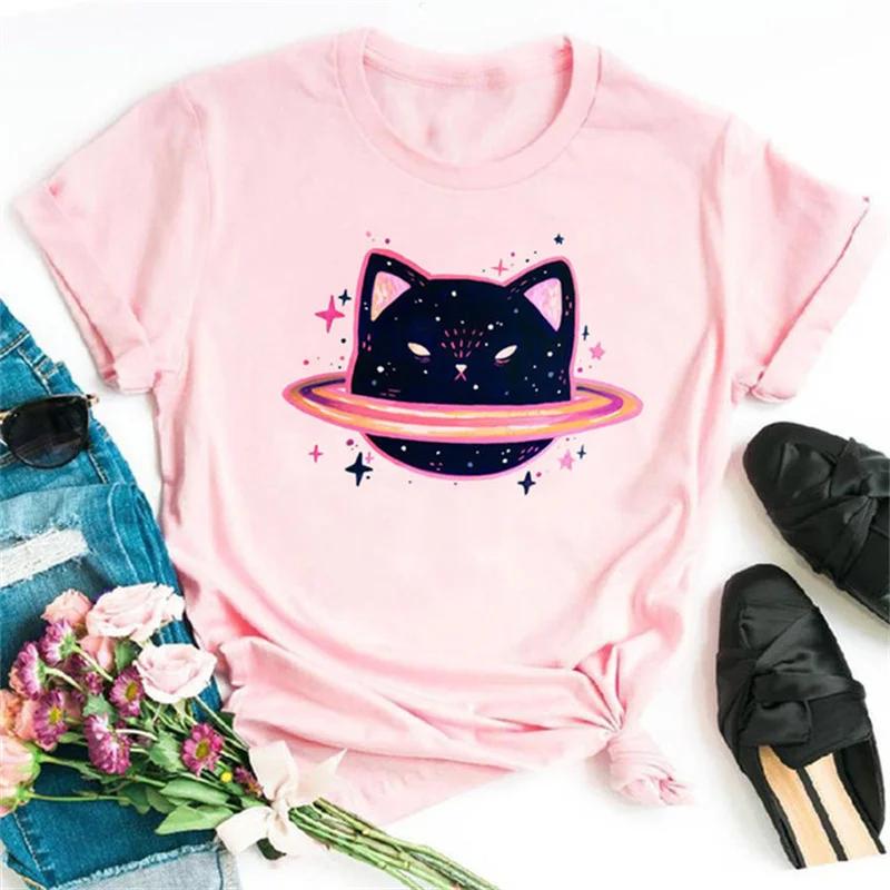Maycaur Cute Paw Women T Shirt Fashion Cat MOM Printed Woman Tops Harajuku Punk O-neck Top Tee Black Shirt T Female T-shirt
