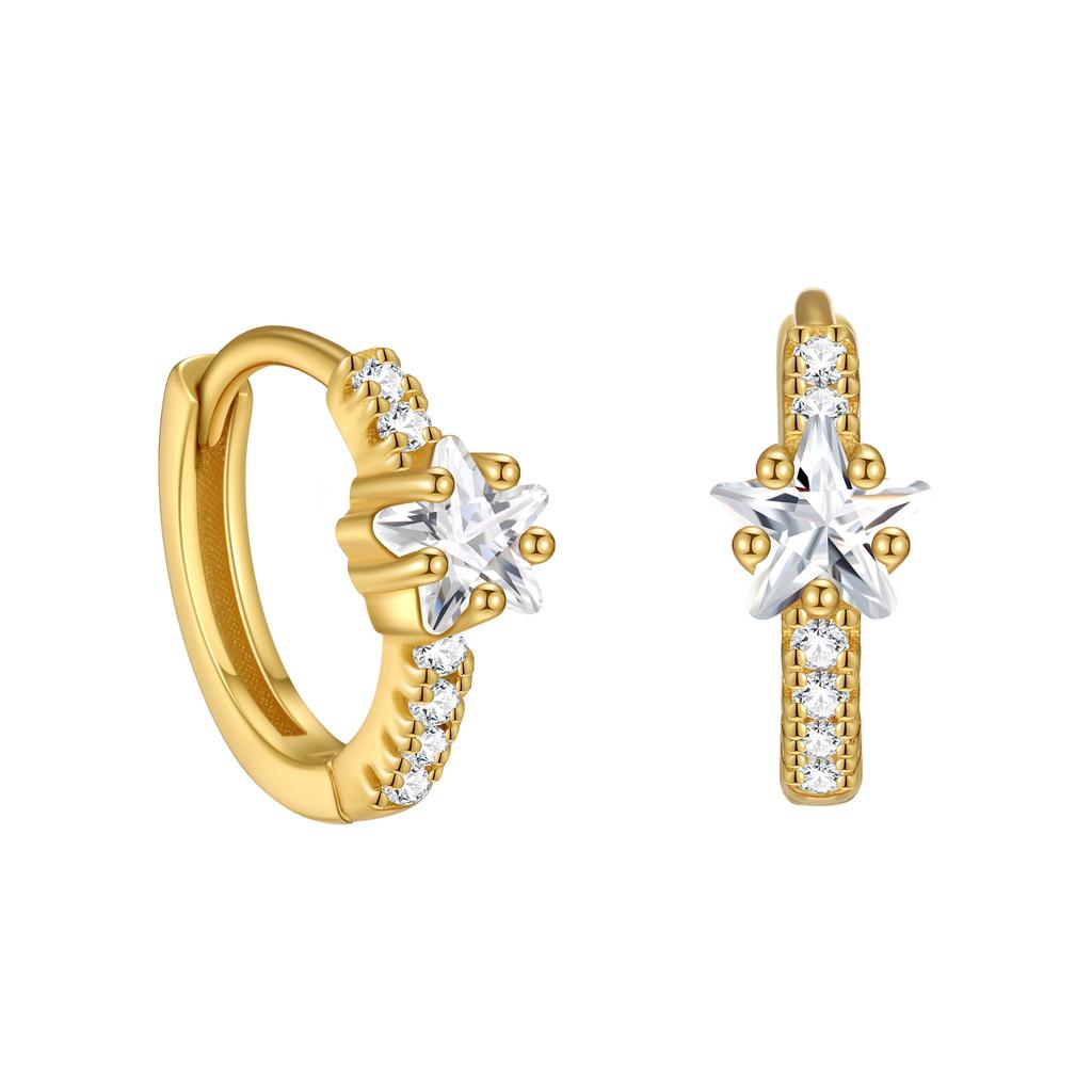 S925 Sterling Silver Inlaid Zircon Star Earrings Light Luxury Fashionable Electroplated K Gold Wedding Party Earrings