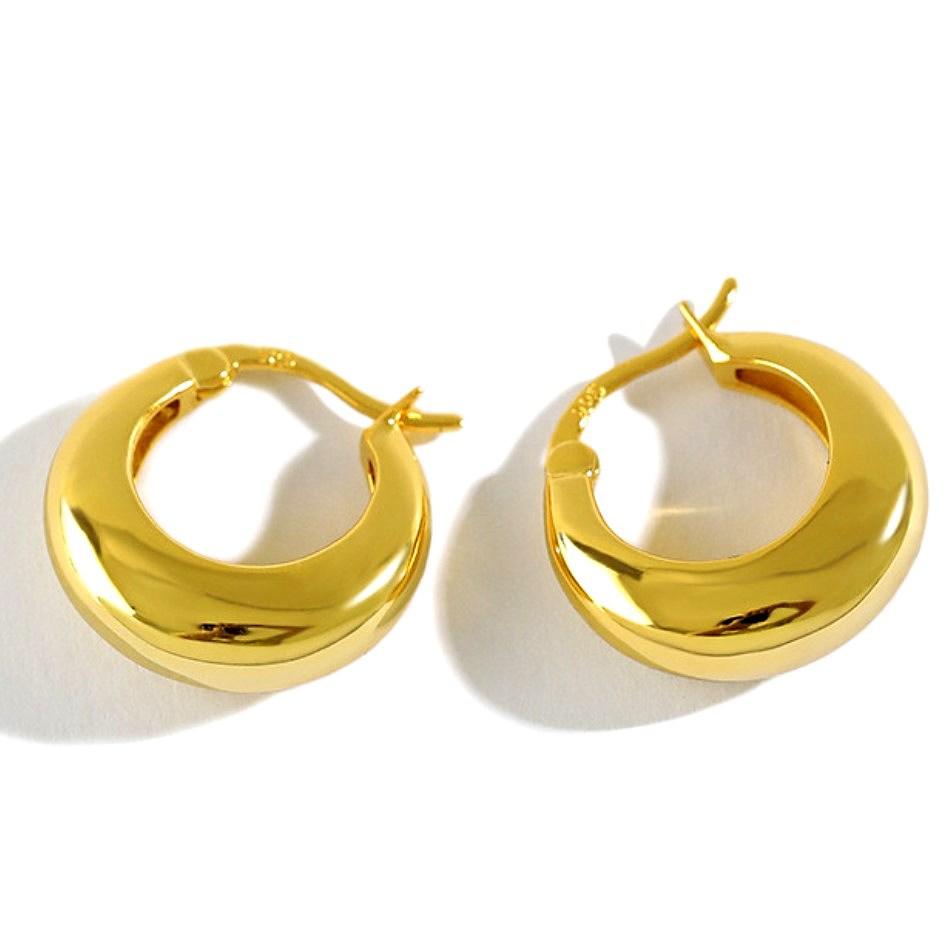 Minimalist Chunky Hoop Earrings 925 Sterling Silver Jewelry Rhodium 18K Gold/Rhodium Plated Jewelry золотой