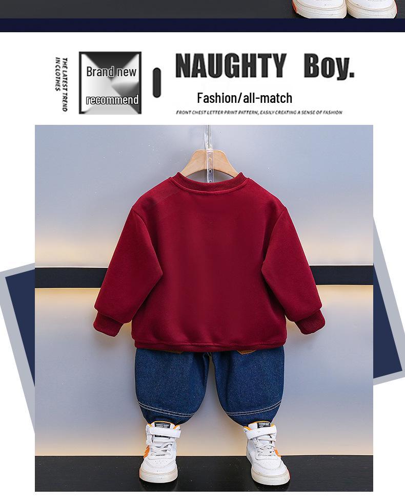 Boys' 2025 Korean Style Autumn Sweatshirt - Cool, Handsome Casual Top