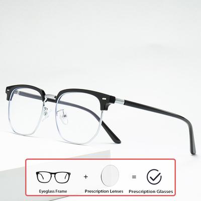 Anti-blue Light Optical Glasses Fashion Semi Rimless Men Women Myopia Reading Eyewear Photochromic Lenses With Recipe Eyeglasses