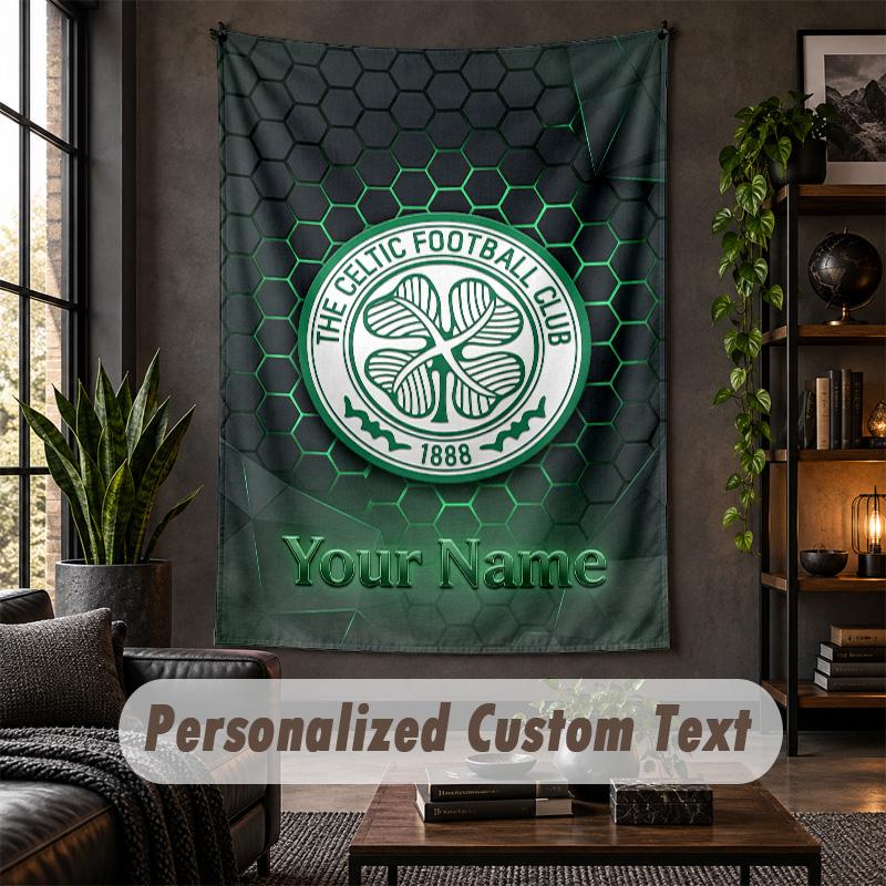 Wandbehang Celtic FC Druck Benutzerdefinierter Name Text Wandbehang Heimdekoration