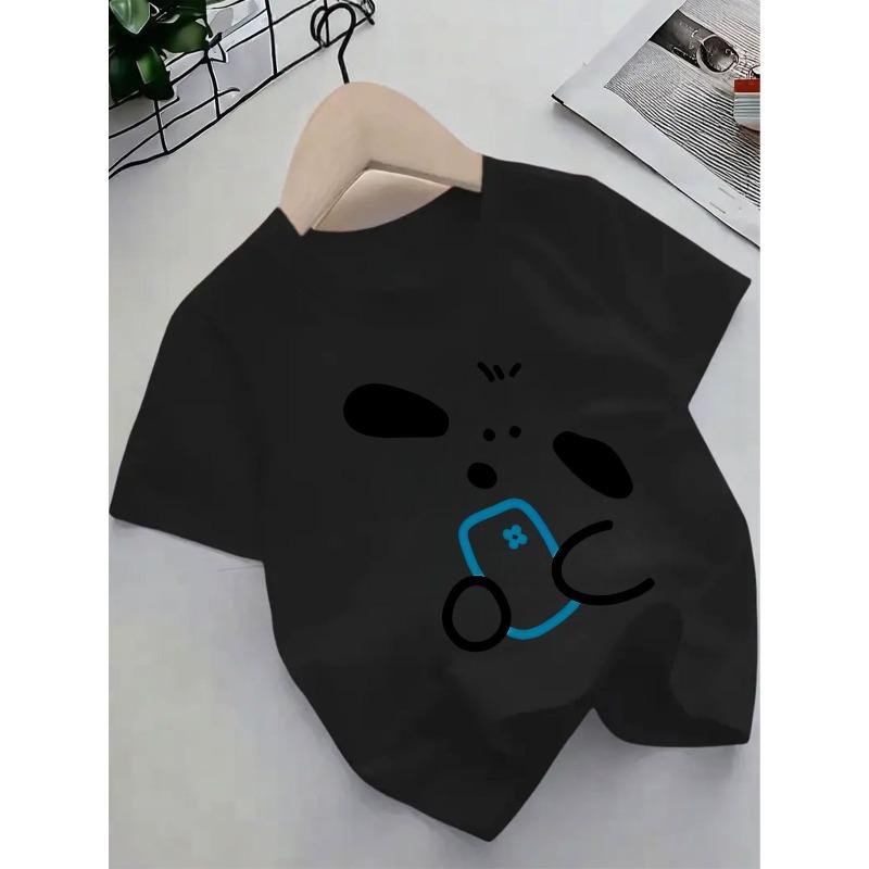 European sizes Cute Summer Short-Sleeve T-Shirt for Kids Featuring a Cartoon Dog Design, Trendy And Fashionable