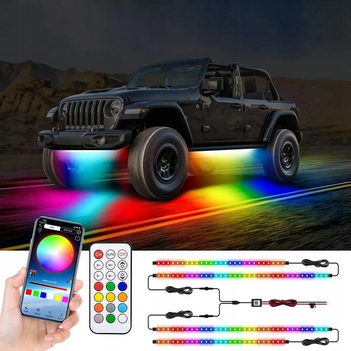 Światło Led Pod Samochód 120Cm Rgb Elastyczna Taśma Neon 30W App