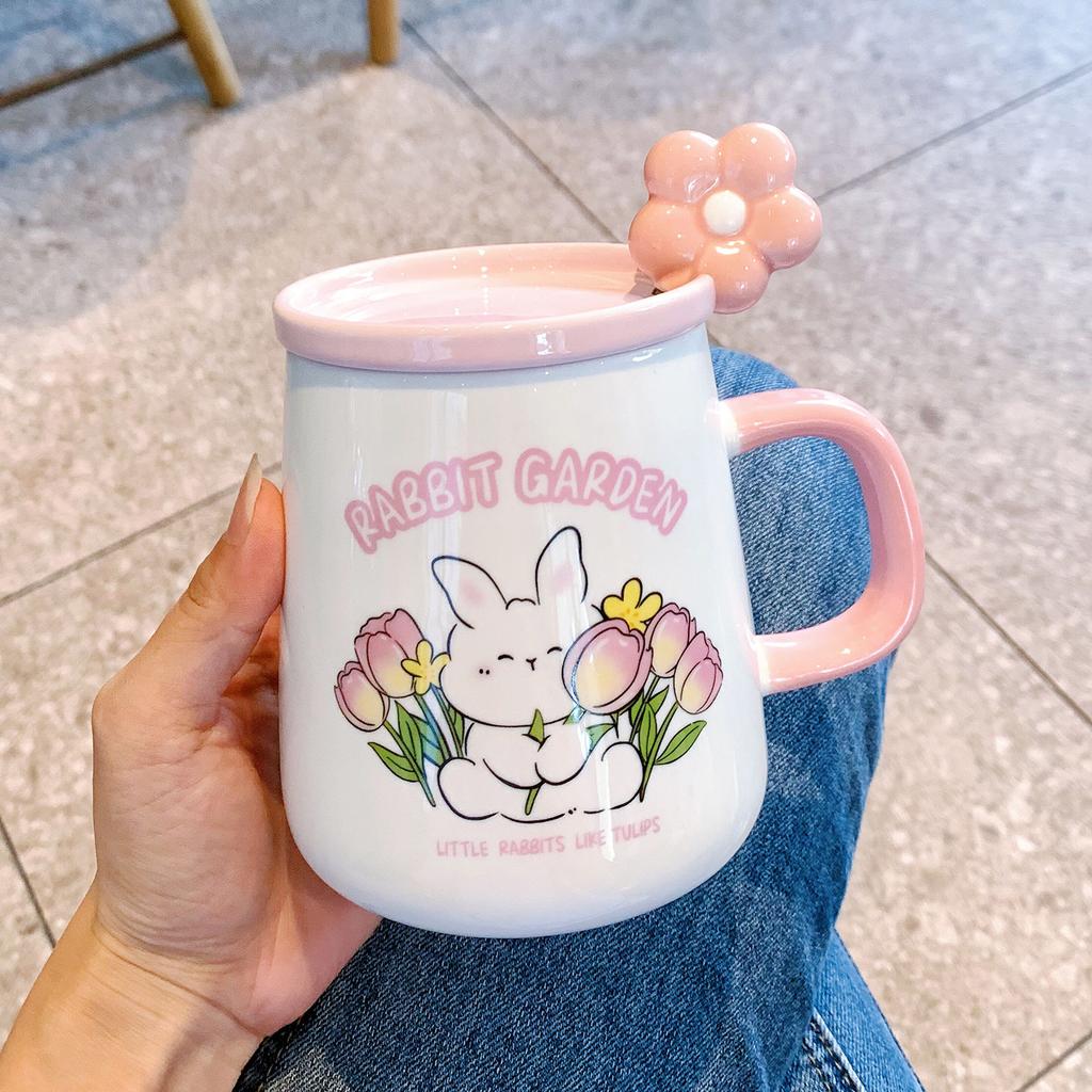 Cute Mug High Looking Cartoon Rabbit Water Cup Household Ceramic Cup Girl Heart Activity Gift Souvenir