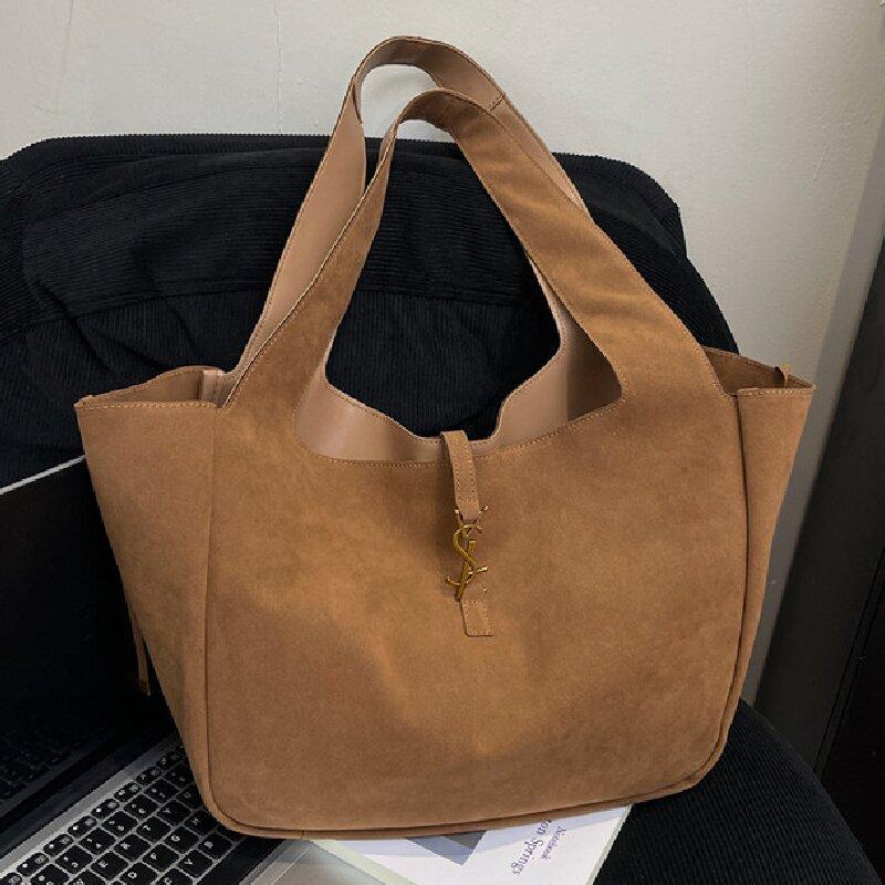 

Темпераментная женская сумка-тоут большой вместимости, женская новая повседневная сумка через плечо для поездок на работу, универсальная ручная сумка коричневый