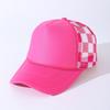 High quality truck baseball cap with rope truck mesh cap plaid printing American breathable sun protection duck tongue