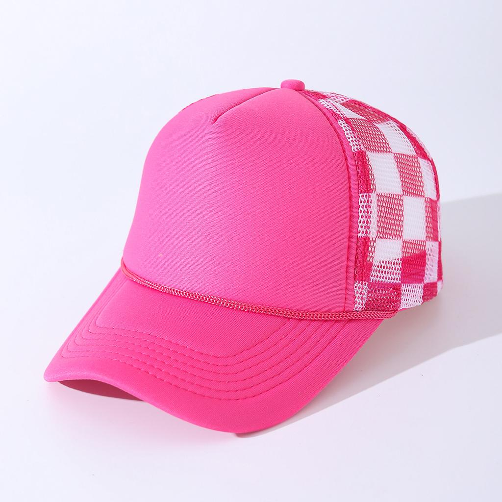 High quality truck baseball cap with rope truck mesh cap plaid printing American breathable sun protection duck tongue
