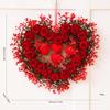 Heart Shaped Wreath Valentine's Day Decoration Artificial Rose Flowers Garland for Indoor Outdoor Mantel Table Anniversary