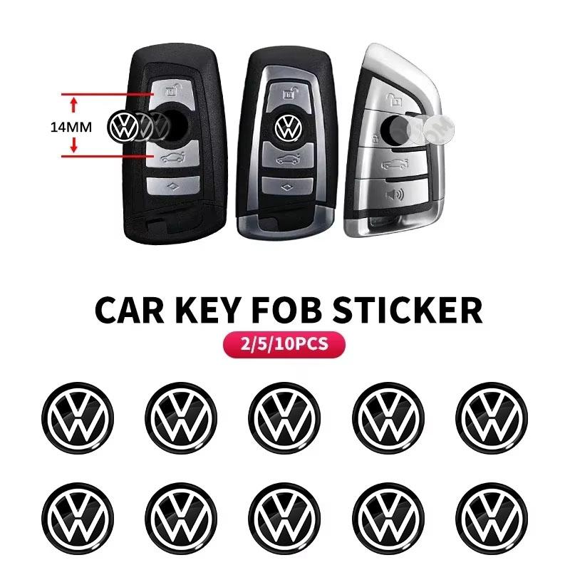 Pegatinas con Emblema de Llave de Coche de 14 mm Accesorios con Logotipo de Llave de Control Automático Para Volkswagen B7 B6 B5 Golf 4 5 6 Polo Passat CC Jetta Mk6 Tiguan Gol Cross Fox Plus