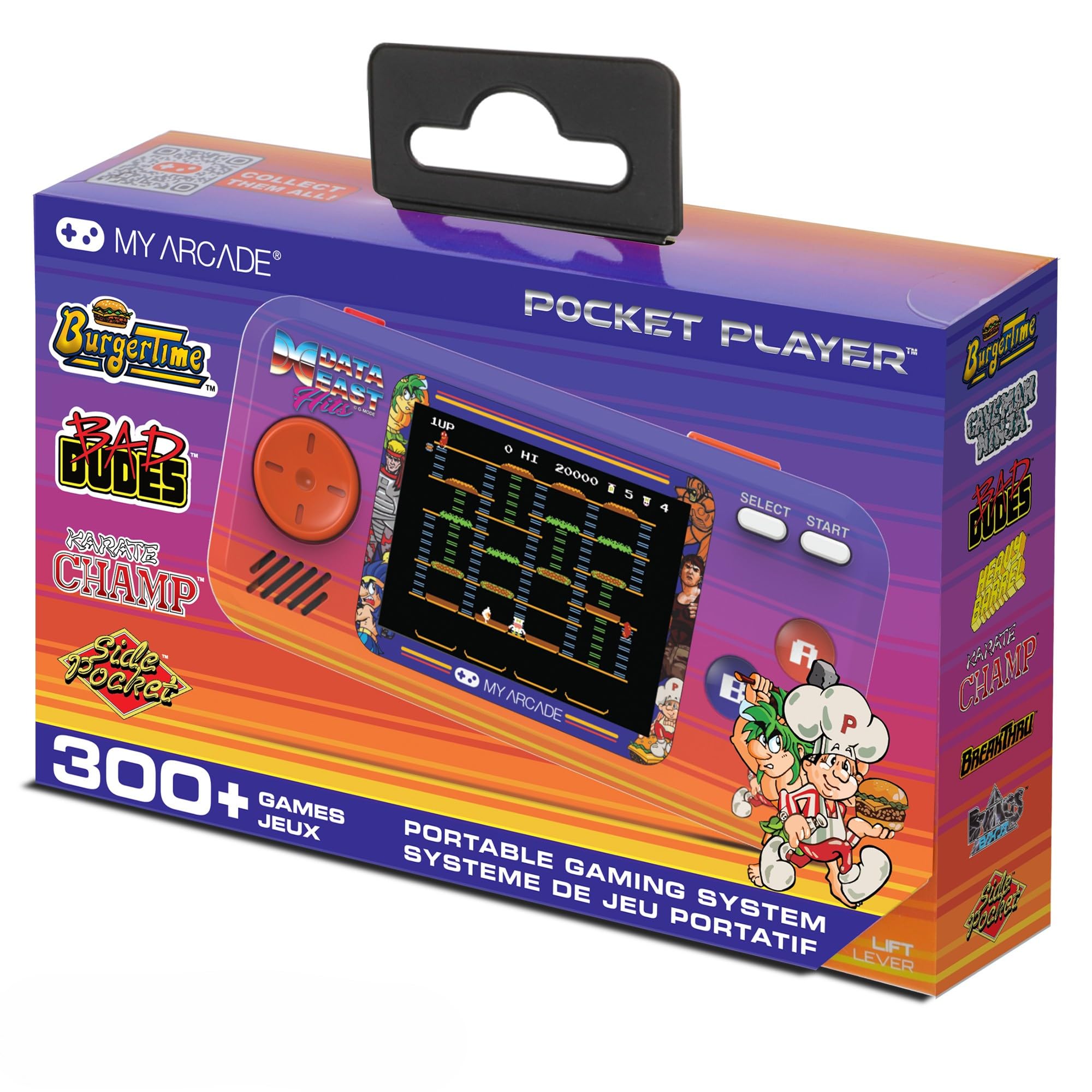 

My Arcade Data East Pocket Player Портативна ігрова система 308 ретро-ігор 2,75-дюймовий кольоровий екран Динаміки DGUNL-4127 Фіолетовий