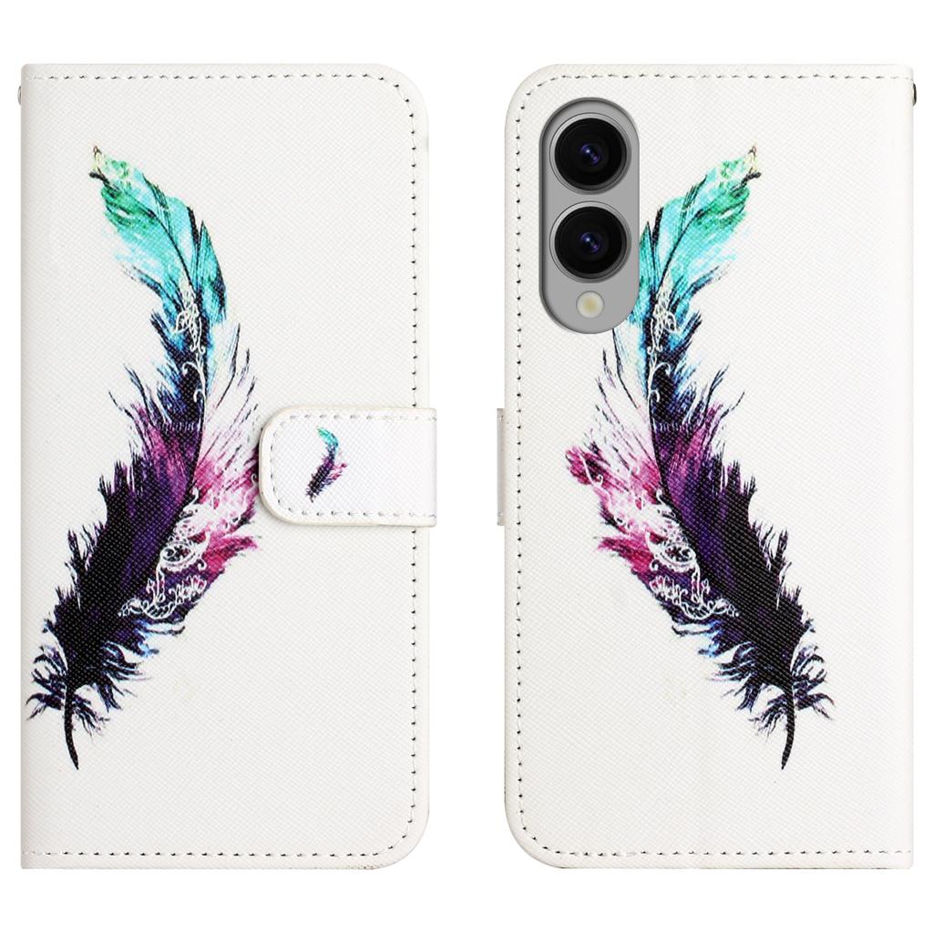 For Samsung Galaxy S25 Edge Case Pattern Print PU Leather Wallet Phone Cover Cross Texture