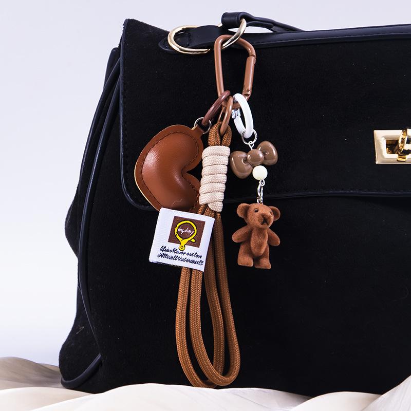Plush Bear ,PU Leather Pendant Ornament,Backpack ,Men's And Women's Mobile Phone Car Bag Charm