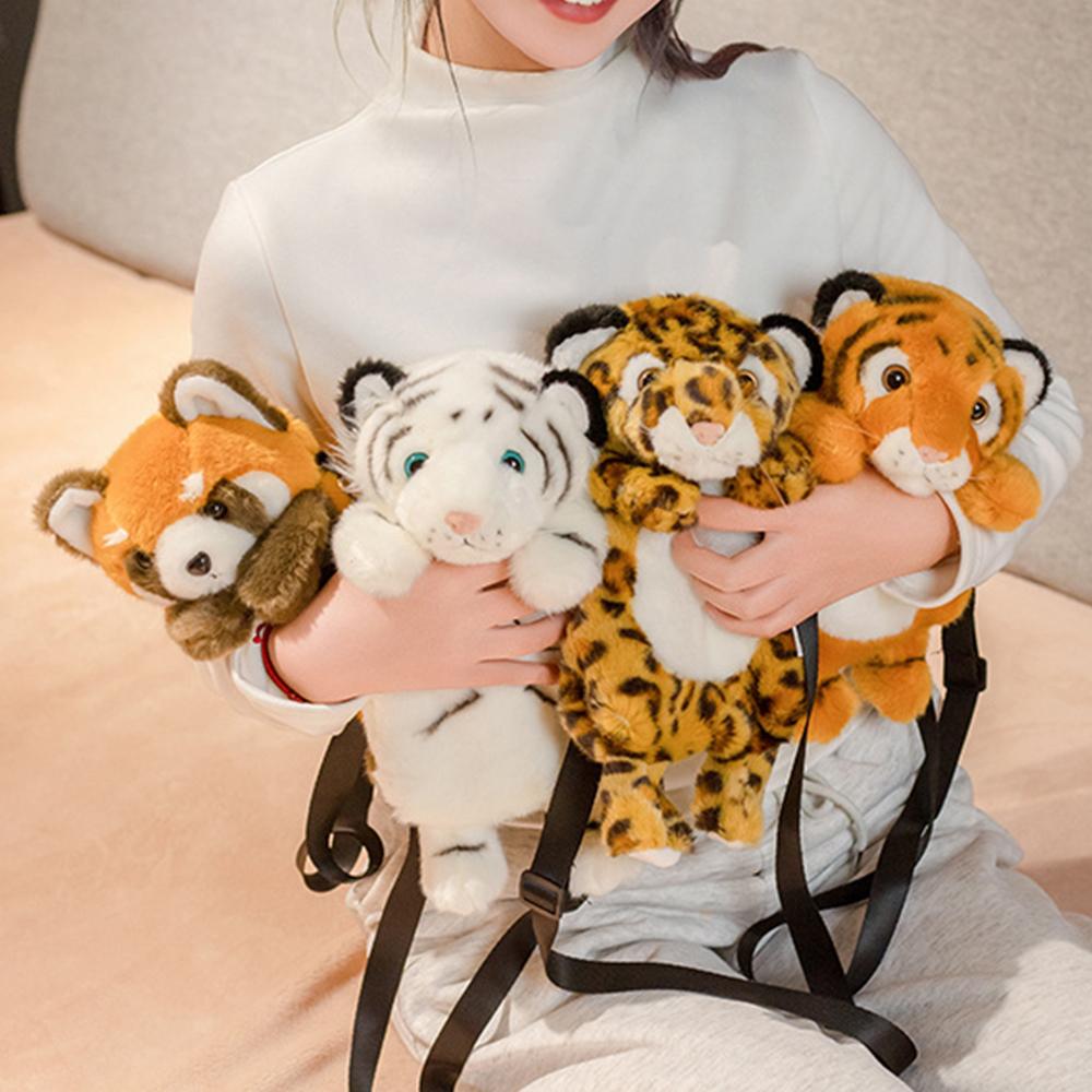 Jucărie de pluș drăguță cu animal 30cm Păpușă moale umplută Raccoon Leopard Tigru Koala Desen animat Portofel pentru monede Geantă Rucsac Cadou de zi de naștere Băiat Fată