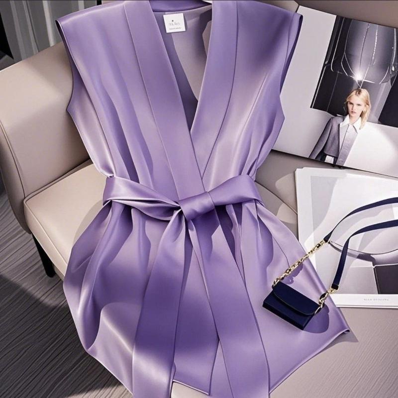 Шелковый Сатиновый Укороченный Топ без Рукавов Летний С V-образным Вырезом Женская Футболка-свитер Жилет Женский Свободные Рубашки Вечерние Блузки S