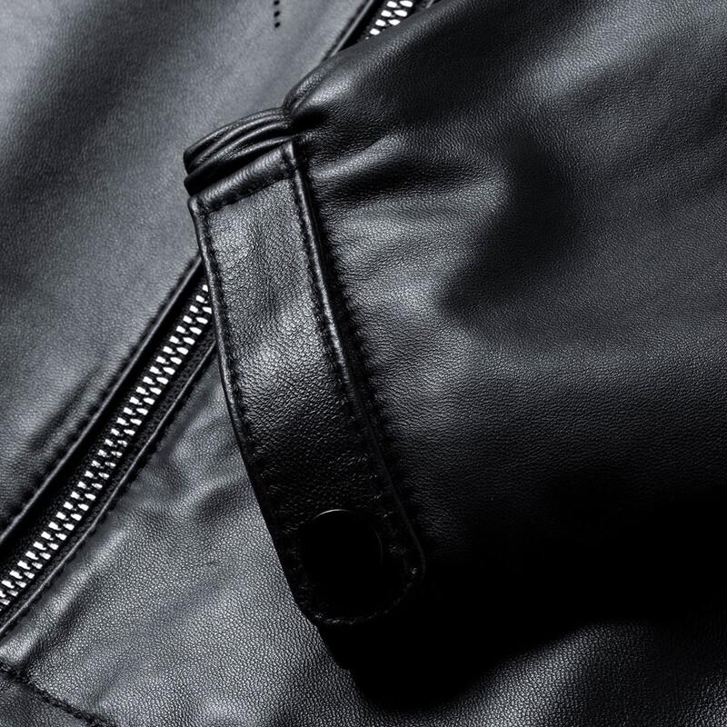 Futing Men's Genuine Sheepskin Hooded Leather Jacket