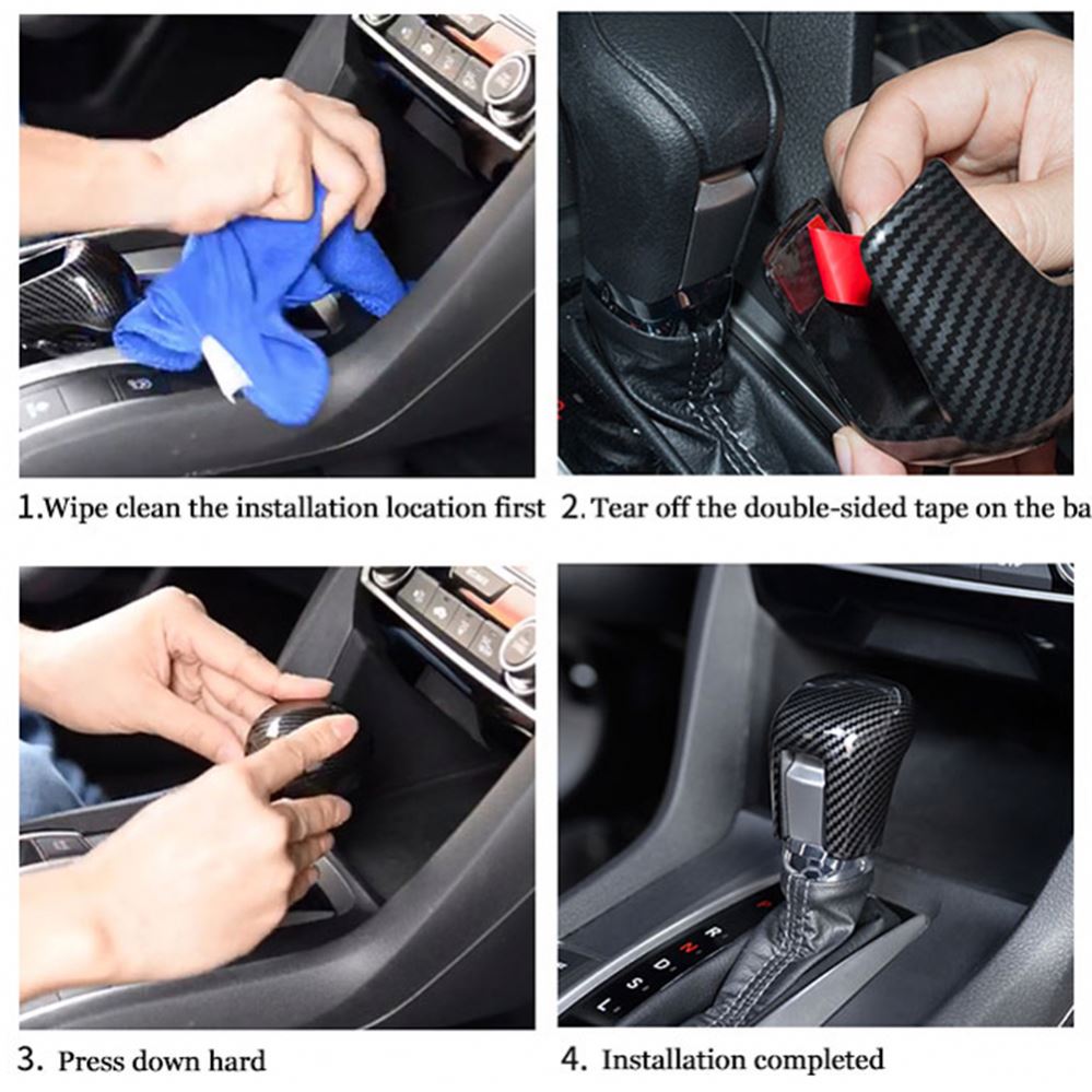 For Honda Civic 10th 2016-2019 Gear Shifting Knob Cover ABS Carbon Fiber CVT Automatic Transmission Lever Trim Car Accessories