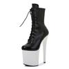 Fashion 20cm Popular Sexy Hate Sky High Boots Women's Bright Snake Pattern Thin Heeled Low Boots Super High Heeled Pole Dancing Shoes