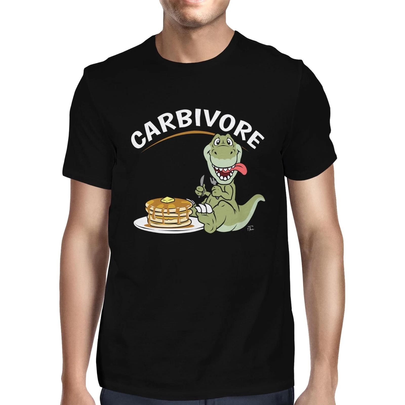 1Tee Mens Carbivore Pancake Food Dinosaur T-Shirt S