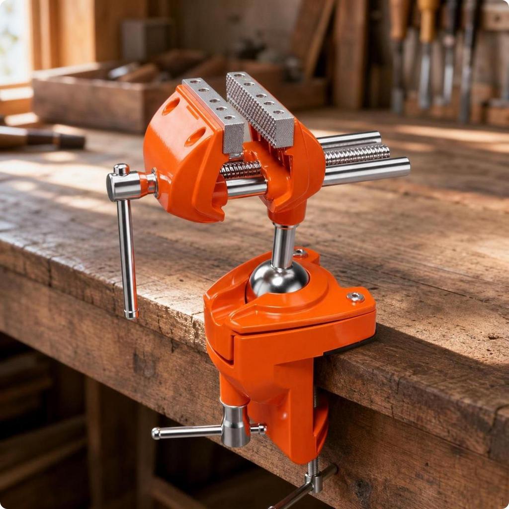 Degree Bench Vise with Swivel Base | Textured Metal clamping plates, nonmarring AntiSlip Sleeves,