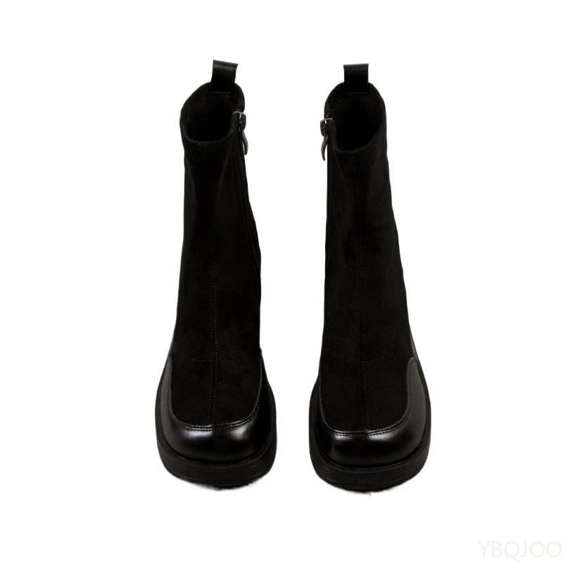 Thick soled thick heel women's autumn winter new style simple comfortable height increasing versatile short boots