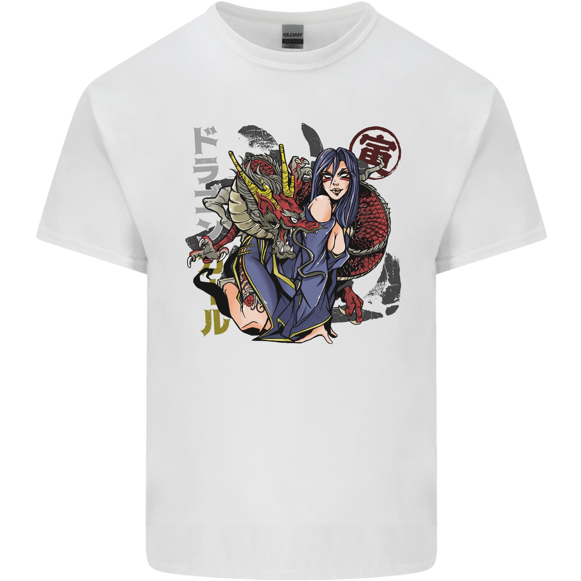 Anime Girl With a Dragon Unisexs Light Cotton TShirt S