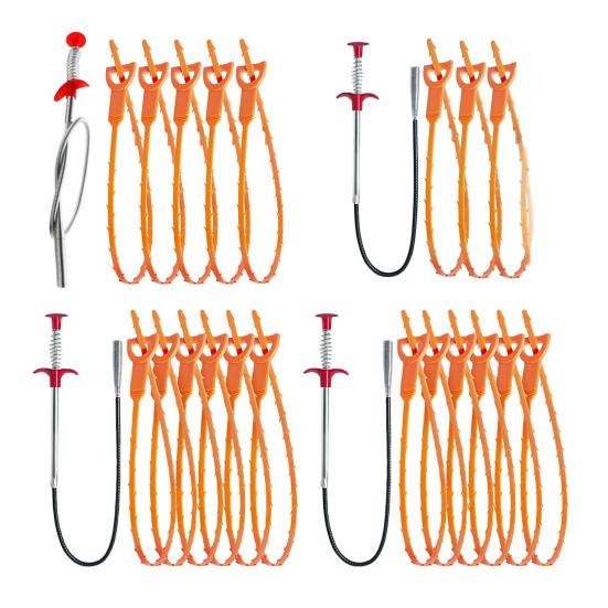 Drain Clog Remover Set Pipe Unblocking Hook Hair Catcher Drain Auger Cleaner Tool Bendable Metal Unclogger Hair Cleaner