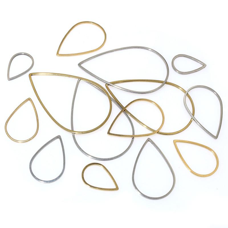 20pcs Waterdrop Closed Frame Charms Drop Rings Pendant Stainless Steel Gold Plated For DIY Jewelry Makings Accessories
