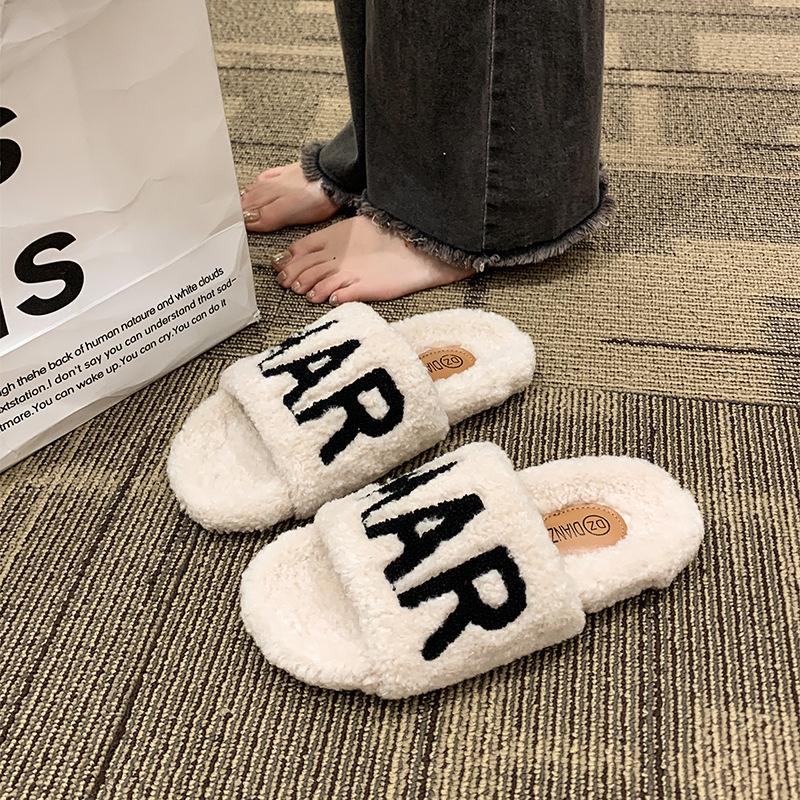 

Модная корейская версия в пушистых тапочках для женщин 2024 года, новая замшевая швабра с одним словом, осенне-зимняя одежда, теплая хлопковая швабра 35 бежевый