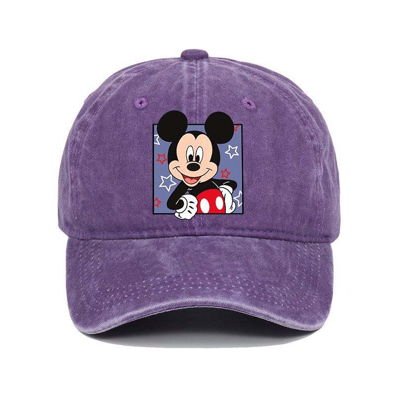 Retro Washed Mickey Mouse Print Baseball Cap Men Women Vintage Kpop Snapback Cap Adjustable Breathable Trucker Hat Sunscreen Hat