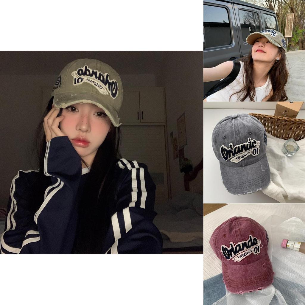 Trendy Vintage Style English Embroidery Baseball Cap For Women Sun Protection