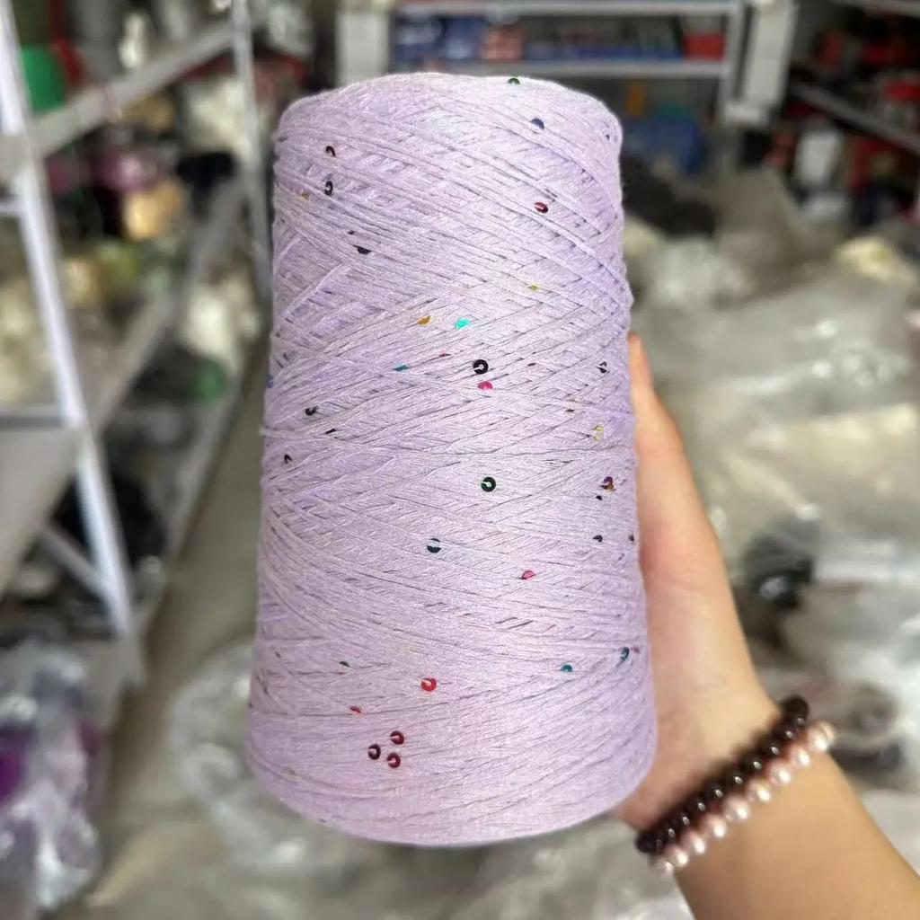 400g Pearl Sequin Yarn Thread,Cotton Thread Handmade DIY Crochet Thread, Soft Summer Hand Woven Yarn Knitting&Crocheting