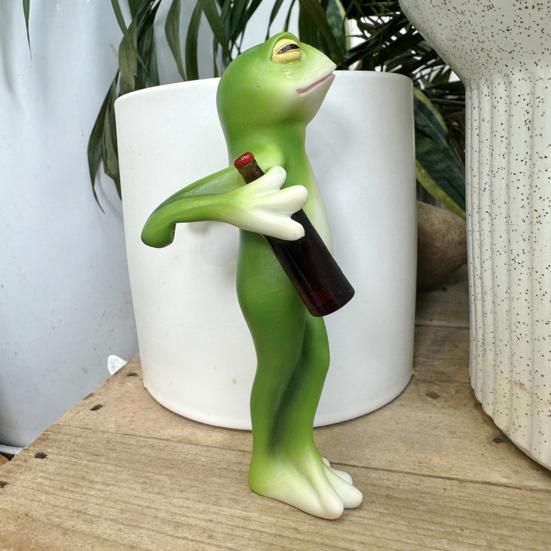 Frog Garden Statue Planter Hugger Drinking Frog Flower Pot Edge