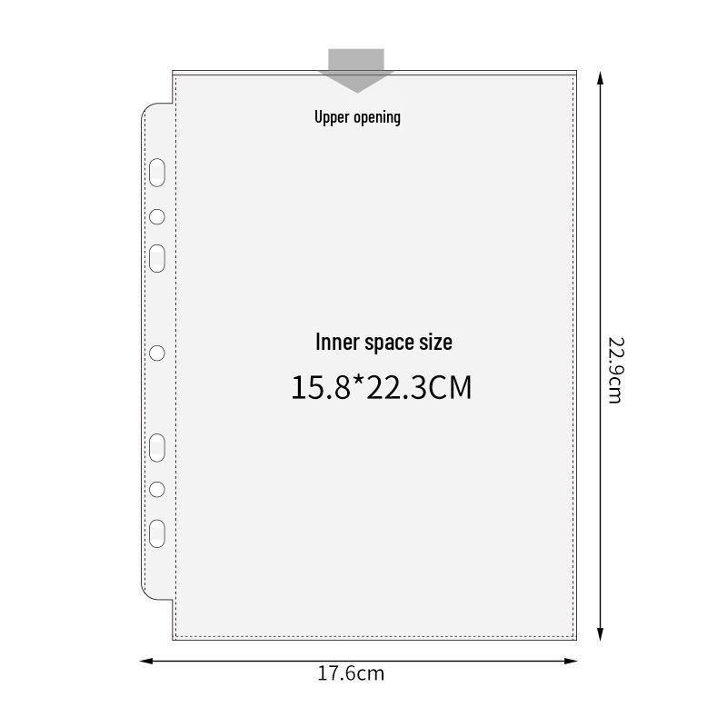 A5 7-Hole Compact Card Holder Pages, Universal 2/3/6-Hole, Single-Sided Non-Slip, PP Four-Grid Layout.