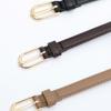 JUARR Slim Leather Gold Round Buckle Belt_3 Colors